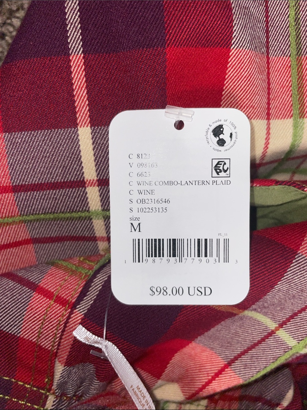 Free People Nice Choice Plaid pull on pants size M NWT $98 - Picture 5 of 5